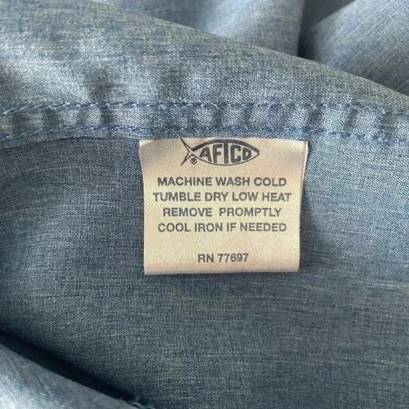 AFTCO SKYLARK LONG SLEEVE TECH SHIRT, AIR FORCE BLUE HEATHER, SIZE XL FISHING - Picture 10 of 10